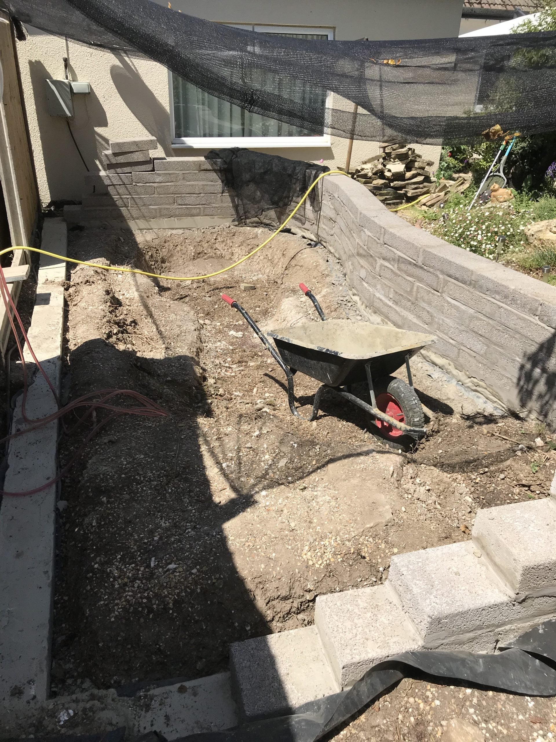 Raised koi pond - construction phase
