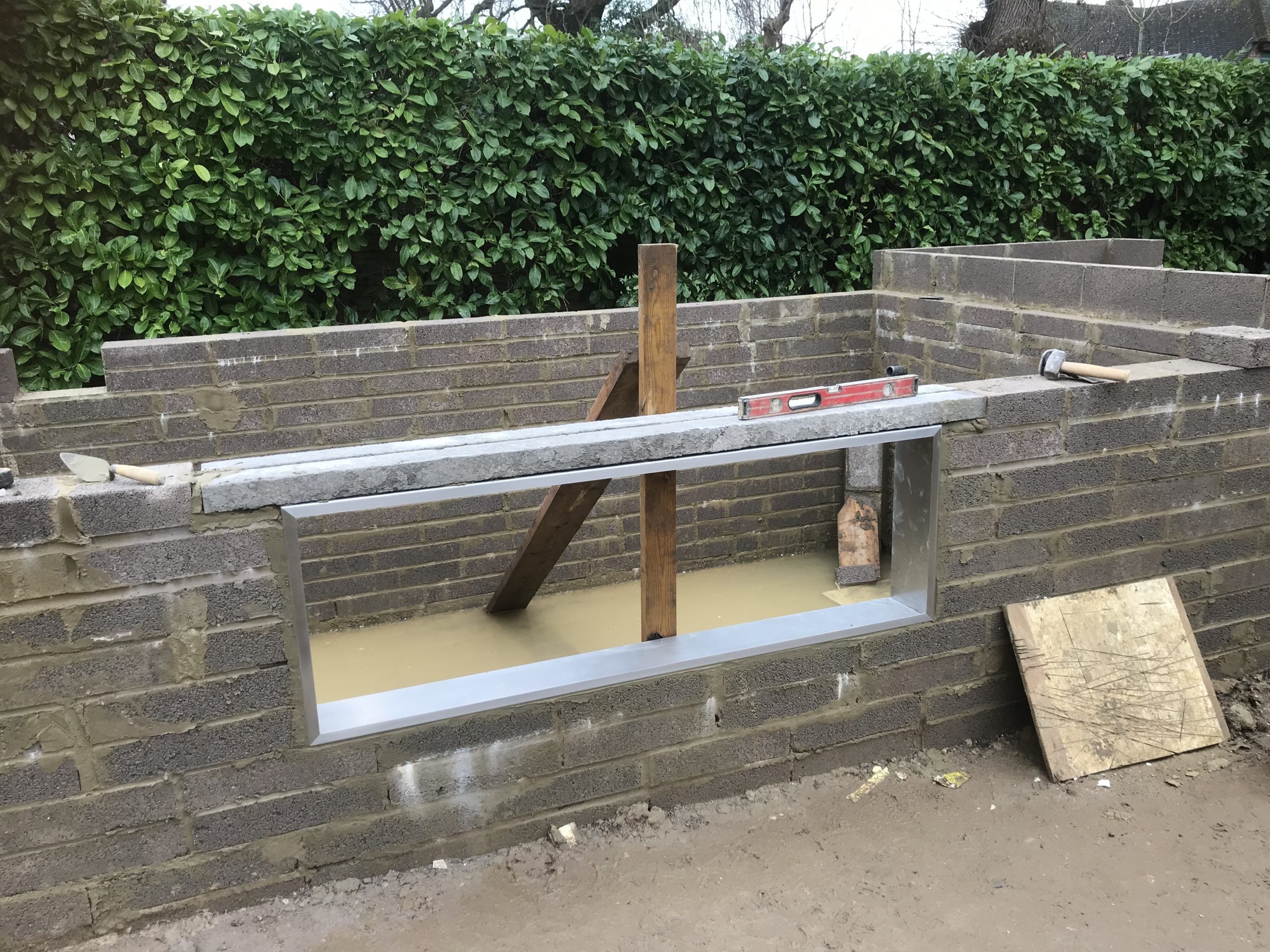 Raised pond with viewing window - build progress